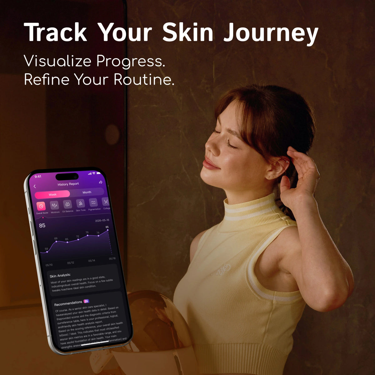 railia Rai-FACE AI Skin Analysis LED Face Mask – Gold Edition